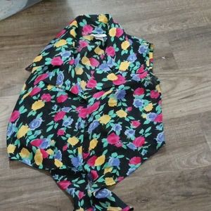 Button down tank blouse with ties on the front